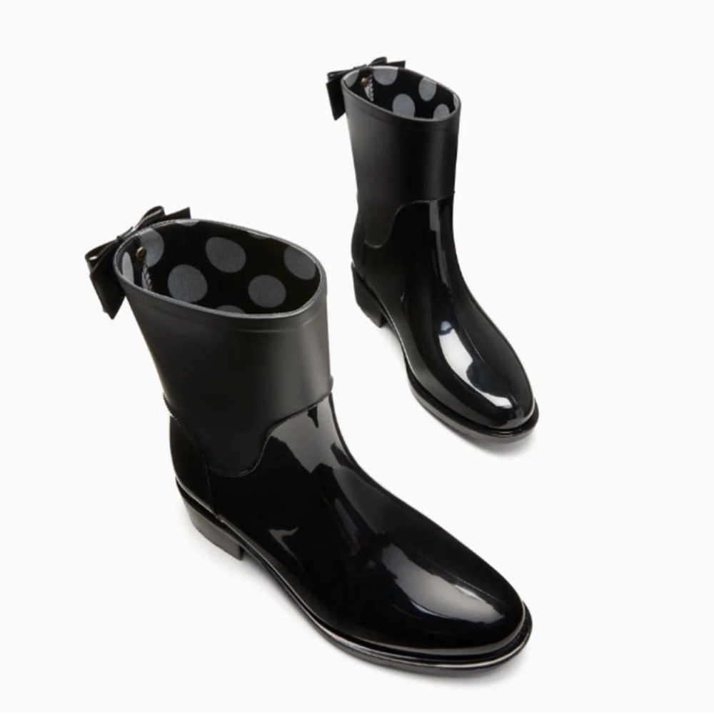 ♠️Kate Spade Rain-Bow Booties Rain Boots , Black